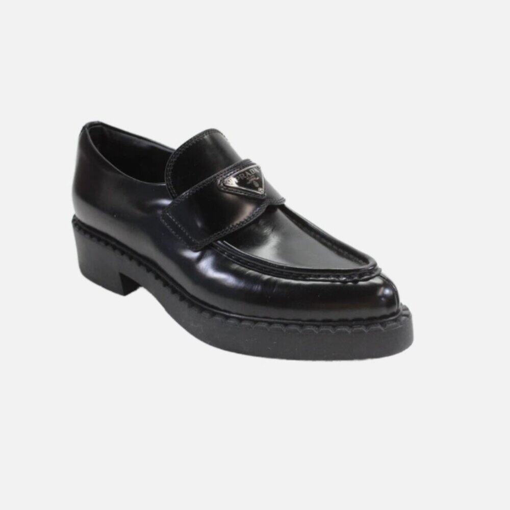 Prada Triangle Logo Loafers Pointed Shoes 39 9